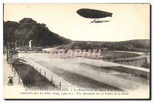 Cartes postales Saint Germain en Laye Le Rond Point des Roses et la Terrasse Zeppelin Dirigeable