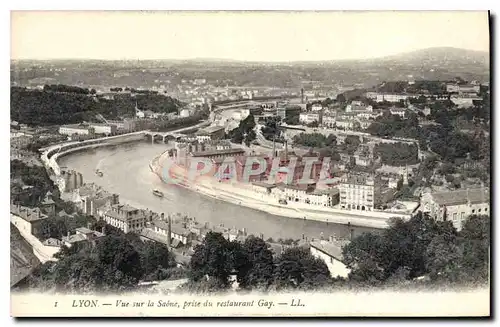 Cartes postales Lyon Vue sur la Saone prise du restaurant Gay