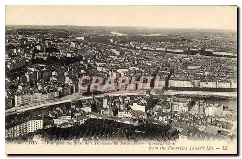 Cartes postales Lyon Vue generale prise de l'Ascenseur de Fourviere