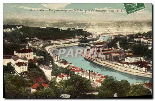 Cartes postales Lyon Vue panoramique sur la Saone prise du restaurant gay