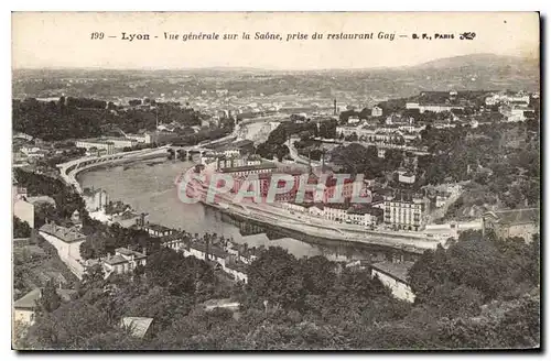 Cartes postales Lyon Vue generale sur la Saone prise du restaurant Gay