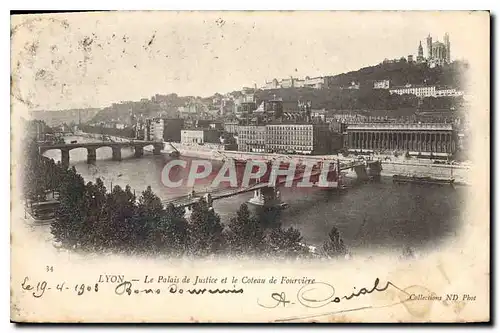 Cartes postales Lyon le Palais de Justice et le Coleau de Fourviere