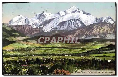 Cartes postales Le Mont Blanc (4810m) vu de Geneve