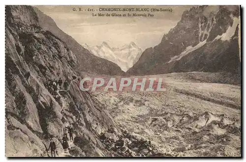 Ansichtskarte AK Chamonix Mont Blanc (Hte Savoie) La Mer de Glace et le Mauvais Pas