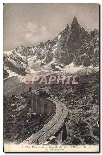 Cartes postales Chamonix Aiguille du Dru et Chemin de fer du Montenvers