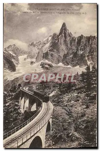 Ansichtskarte AK Chamonix et Mont Blanc (Hte Savoie) Chemin de fer du Montenvers et l'Aiguille du Dru (3755 m)