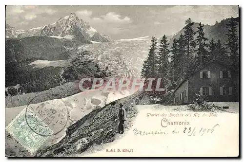 Cartes postales Chamonix Glacier des Bossons et l'Aig du Midi