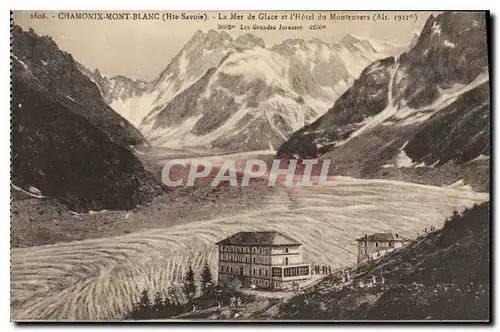 Cartes postales  Chamonix Mont Blanc (Hte Savoie) La Mer de Glace et l'Hotel du Montenvers (Alt 1921 m)