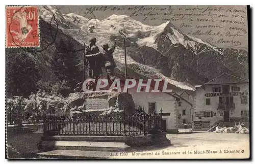 Cartes postales Monument de Saussure et le Mont Blanc a Chamonix