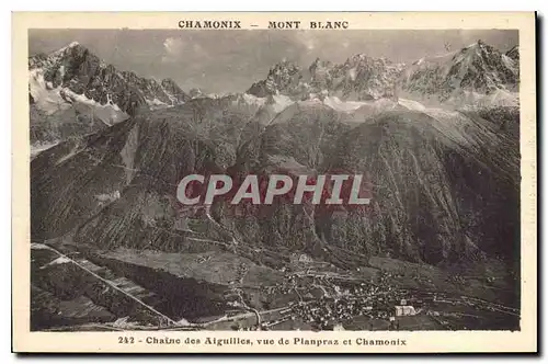 Cartes postales Chamonix Mont Blanc Chaine des Aiguilles vue de Planpraz et Chamonix