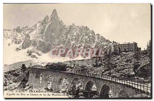 Cartes postales Chamonix Aiguille du Dru et Chemin de fer duMontenvers