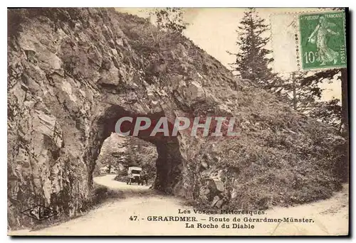 Cartes postales Les Vosges Pittoresques Gerardmer Route de Gerardmer Munster La Roche du Diable