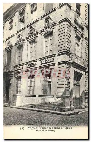 Cartes postales Avignon Facade de l'Hotel de Crillon (Rue de la Masse)