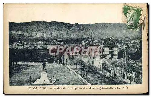Ansichtskarte AK Valence Statue de Championnel Avenue Gambetta le Pont