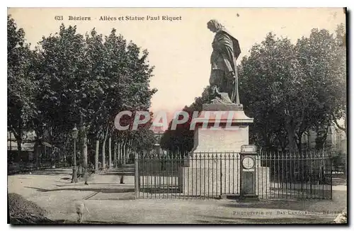 Cartes postales Beziers Allees et Statue Paul Riquet