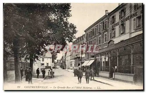 Cartes postales Contrexeville La Grande Rue et l'Hotel Moderne