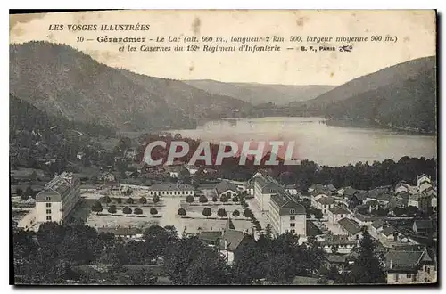 Cartes postales Les Vosgues Illustrees Gerardmer Le Lac (alt 660 m longueur 2 km largeur moyenne 900 m) et les C