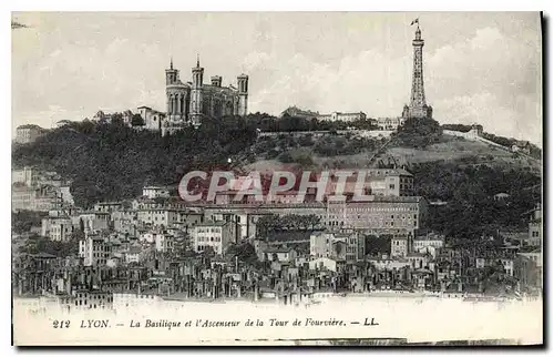 Ansichtskarte AK Lyon La Basilique et l'Ascenseur de la Tour de Fourviere