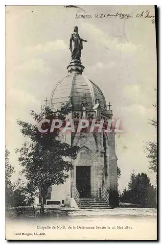 Cartes postales Langres Chapelle de N D de la Delivrance benite le 25 mai 1873