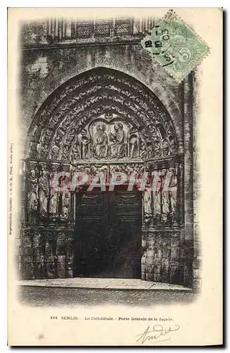 Ansichtskarte AK Senlis (Oise) La Cathedrale Porte Laterale de la Facade