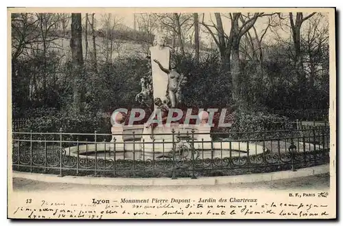 Cartes postales Lyon Monument Pierre Dupont Jardin des Chartreux
