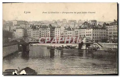 Cartes postales Lyon Pont La Feuillee Perspective du quai Saint Vinceni