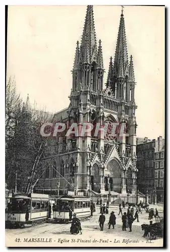 Ansichtskarte AK Marseille Eglise St Vincent de Paul Les Reformes Tramway