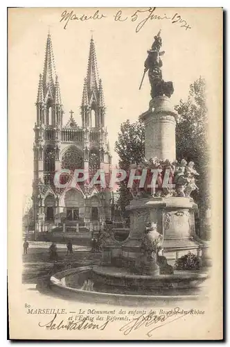 Ansichtskarte AK Marseille Le Monument des enfants des Bouches du Rhone et l'Eglise des Reformes