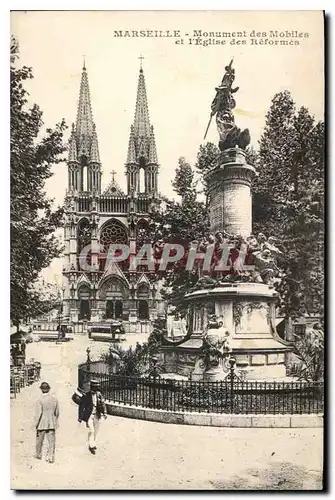 Cartes postales Marseille Monument des Mobiles et l'Eglise des Reformes