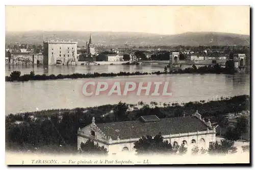 Ansichtskarte AK Tarascon Vue generale et le Pont Suspendu