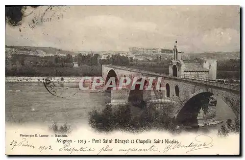 Cartes postales Tarascon (B du R) Pont St Benezet et Chapelle Saint Nicolas