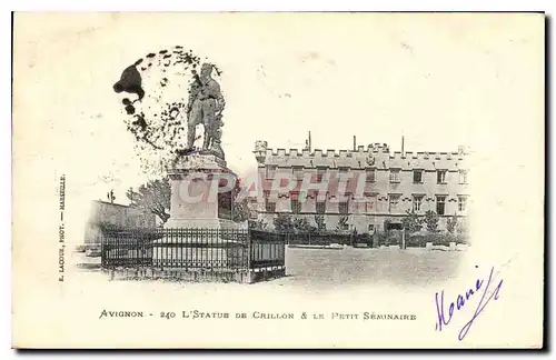 Cartes postales Tarascon (B du R) La Statue de Crillon & Le Petit Seminaire