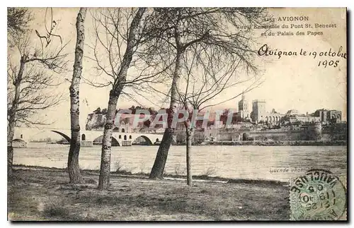 Ansichtskarte AK Avignon (Vaucluse) Vue d'Ensemble du Pont St Benezet et du Palais des Papes