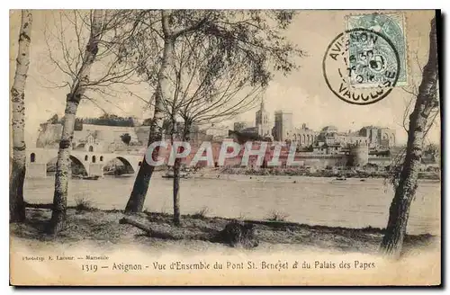 Cartes postales Avignon (Vaucluse) Vue d'Ensemble du Pont St Benezet et du Palais des Papes