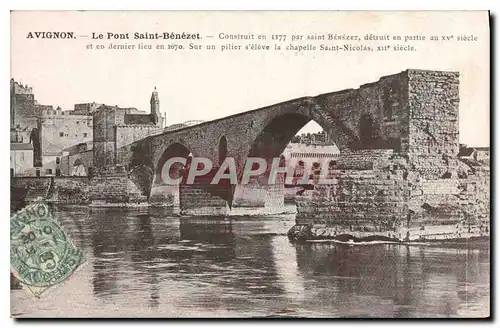 Cartes postales Avignon (Vaucluse) Le Pont Saint Benezet