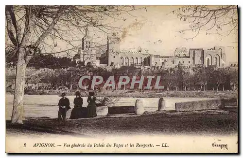 Cartes postales Avignon (Vaucluse) Vue generale du Palais des Papes et les Remparts