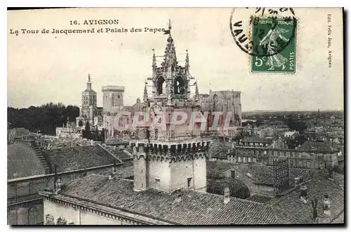 Cartes postales Avignon (Vaucluse) La Tour de Jacquemard et Palais des Papes