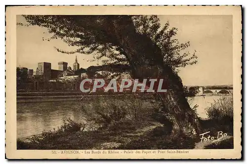 Ansichtskarte AK Avignon Les Bords du Rhone Palais des Papes et Pont Saint Benezet