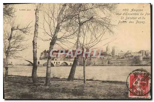 Ansichtskarte AK Avignon (Vaucluse) Vue d'Ensemble du Pont St Benezet et du Palais des Papes