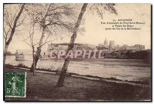 Ansichtskarte AK Avignon (Vaucluse) Vue d'ensemble du Pont Saint Benezet et Palais des Papes