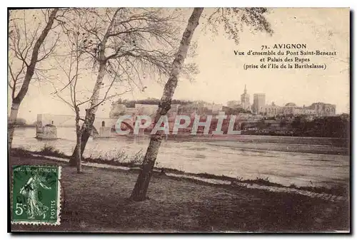 Cartes postales Avignon (Vaucluse) Vue d'ensemble du Pont Saint Benezet et Palais des Papes