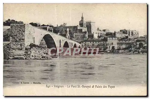 Cartes postales Avignon Le Pont St Benezet et Palais des Papes