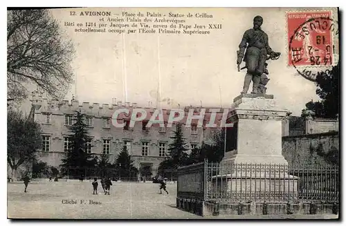 Cartes postales Avignon Place du Palais Statue de Crillon