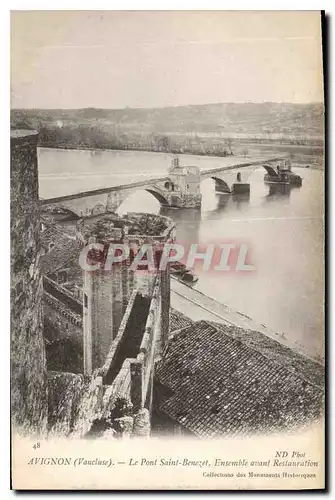 Ansichtskarte AK Avignon (Vaucluse) Le Pont Saint Benezet Ensemble avant Restauration