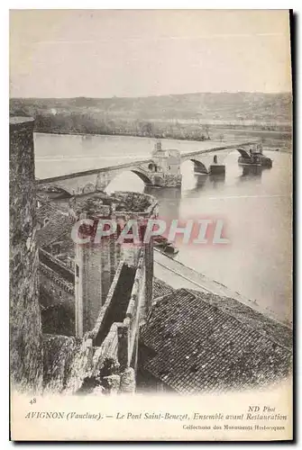 Cartes postales Avignon (Vaucluse) Le Pont Saint Benezet Ensemble avant Restauration