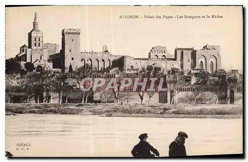 Ansichtskarte AK Avignon Palais des Papes Les Remparts et le Rhones