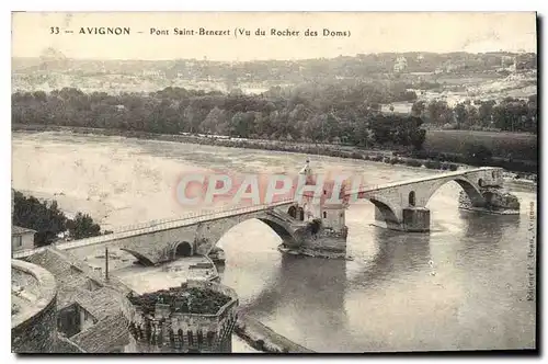 Cartes postales Avignon Pont Saint Benezet vu du rocher des Doms