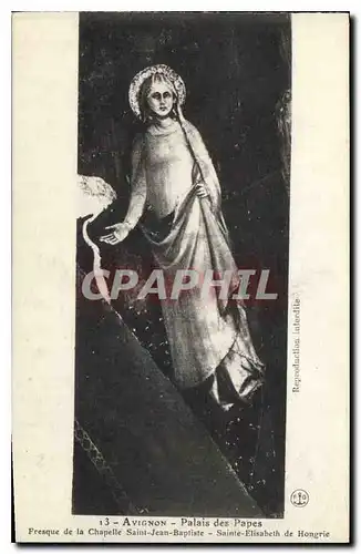 Cartes postales Avignon palais des Papes Fresque de la chapelle Saint Jean Baptiste Sainte Elisabeth de Hongrie