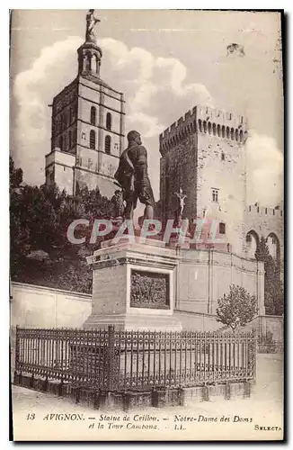 Cartes postales Avignon statue de Crillon Notre Dame des Doms et la Tour Campana