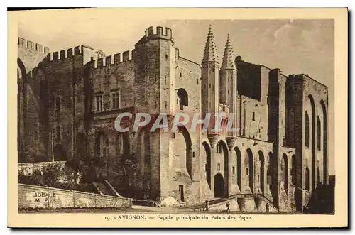 Cartes postales Avignon facade principale du palais des Papes